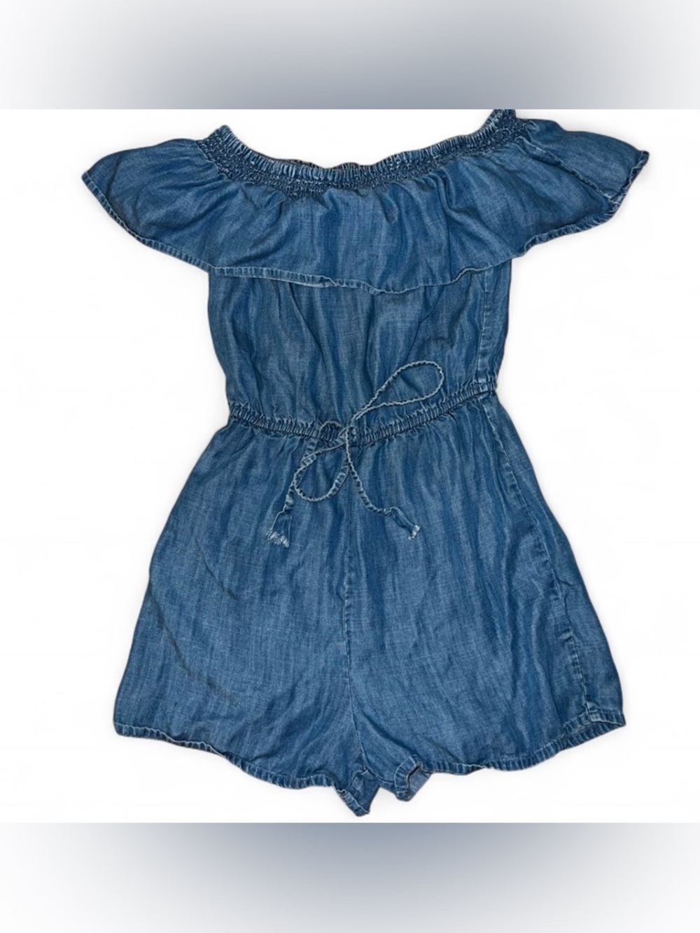 Harper Denim/Blue Off-Shoulder Romper XS